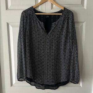 Lucky Brand Sheer Geometric Print Tunic Top Sz L